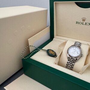 Rolex Silver and White Women's Watch